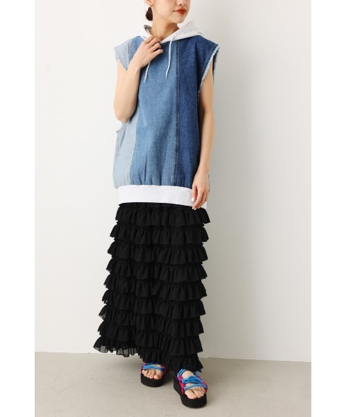 RODEO CROWNS WIDE BOWL(ロデオクラウンズワイドボウル)の「DENIM CUSTOM フードベスト(ベスト・レディース・ブルー系その他/ブルー・FREE)」の7枚目の写真