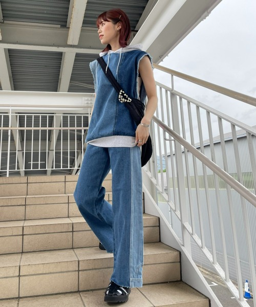 RODEO CROWNS WIDE BOWL(ロデオクラウンズワイドボウル)の「DENIM CUSTOM フードベスト(ベスト・レディース・ブルー系その他/ブルー・FREE)」の21枚目の写真