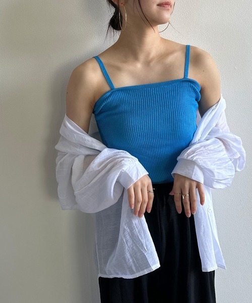 Kotoe(コトエ)の「ニットビスチェ リブニット キャミソールトップス(キャミソール・レディース・レッド/ブラック/オフホワイト/ブルー・FREE)」の4枚目の写真