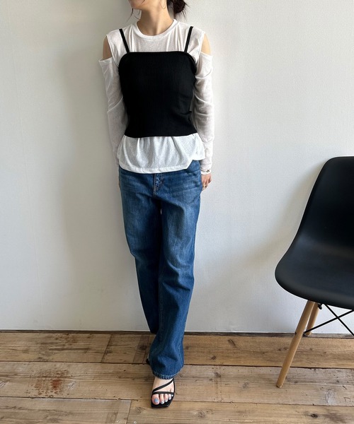 Kotoe(コトエ)の「ニットビスチェ リブニット キャミソールトップス(キャミソール・レディース・レッド/ブラック/オフホワイト/ブルー・FREE)」の14枚目の写真