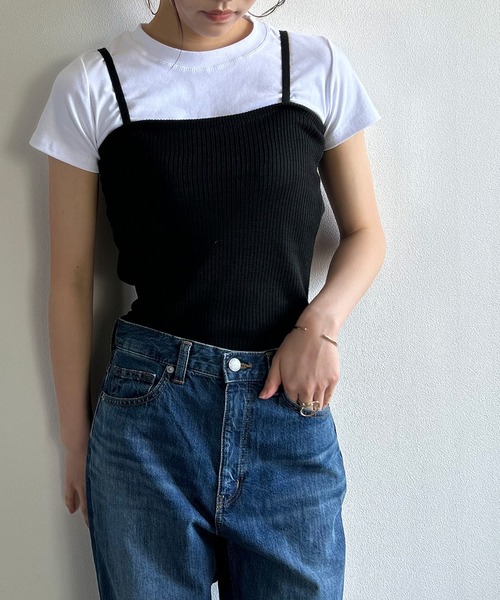 Kotoe(コトエ)の「ニットビスチェ リブニット キャミソールトップス(キャミソール・レディース・レッド/ブラック/オフホワイト/ブルー・FREE)」の17枚目の写真