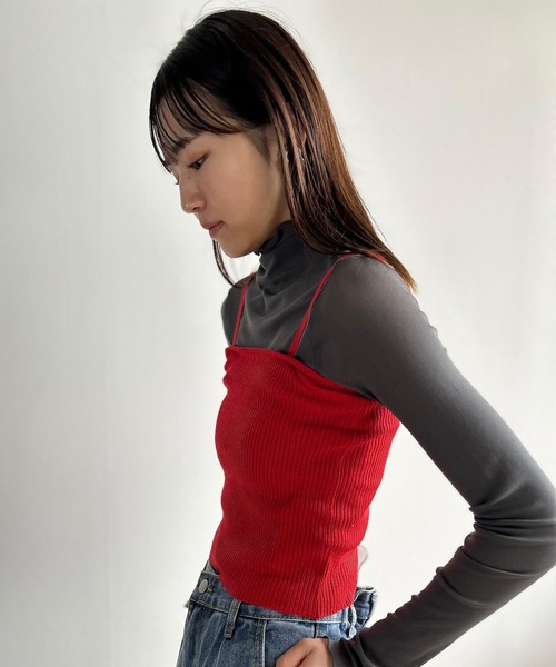 Kotoe(コトエ)の「ニットビスチェ リブニット キャミソールトップス(キャミソール・レディース・レッド/ブラック/オフホワイト/ブルー・FREE)」の22枚目の写真