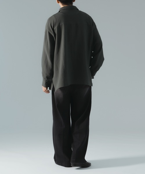 サイドスリットフクレジャガードシャツ　ブラック　【epnok】 epnok（エプノック）の「サイドスリットフクレジャガードシャツ