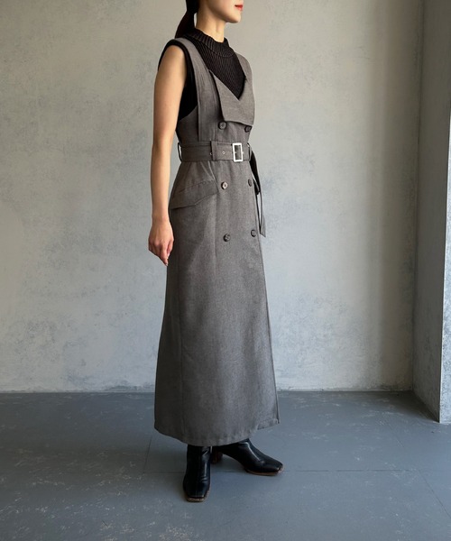 &g'aime（アンジェム）の「【&g’aime】トレンチジャンパーワンピース（ワンピース・レディース・ブラック/グレー・FREE）」の5枚目の写真