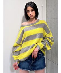 GYDA | GYDA BEADS ボーダーLOOSEニット TOPS(ニット/セーター)