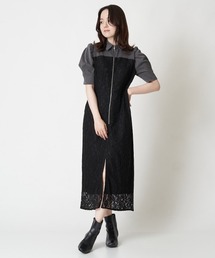 A de a.v.v | バイカラーレースドッキングナローワンピース(ワンピース)
