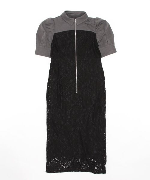 A de a.v.v（アードアー・ヴェ・ヴェ）の「バイカラーレースドッキングナローワンピース（ワンピース・レディース・チャコールグレー/グリーン・36/38/SMALL/MEDIUM）」の4枚目の写真