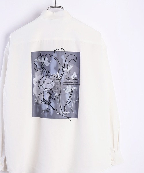 【セール】NAIVE MAGIC フラワー柄 バックプリント ＆ ロゴ刺繍 ルーズサイズ 長袖シャツ ポケット付（シャツ/ブラウス）｜Naive magic（ナイーブマジック） 4,851円
