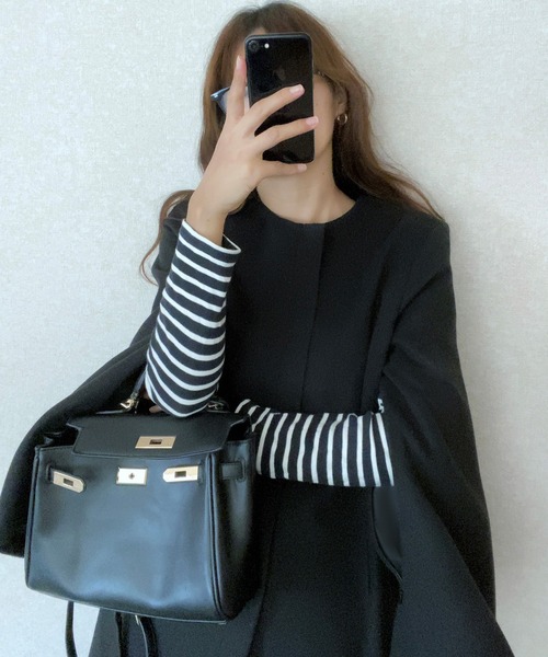 LAUIR（ラウアー）の「ノーカラースリットスリーブコート（ノーカラーコート・レディース・ダークグレー/ブラック/ダークブラウン・LARGE/MEDIUM）」の6枚目の写真