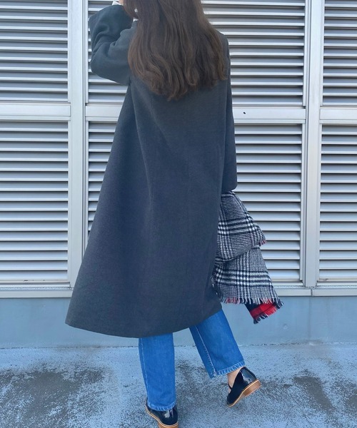 LAUIR（ラウアー）の「ノーカラースリットスリーブコート（ノーカラーコート・レディース・ダークグレー/ブラック/ダークブラウン・LARGE/MEDIUM）」の10枚目の写真