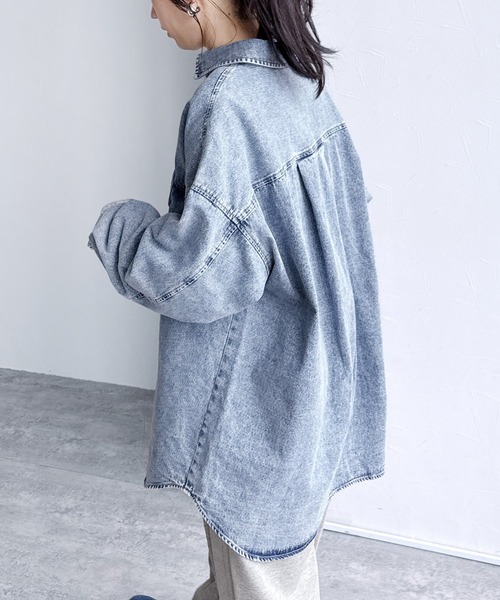 reca（レカ）の「デニムシャツジャケット（デニムジャケット・レディース・ブルー/ブラック/ネイビー・FREE）」の16枚目の写真