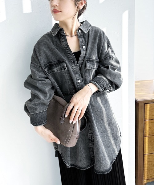 RIER ブラックデニムシャツ　ジャケット RIER ブラックデニムシャツ ジャケット