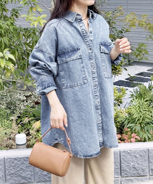 reca（レカ）の「デニムシャツジャケット（デニムジャケット・レディース・ブルー/ブラック/ネイビー・FREE）」の12枚目の写真