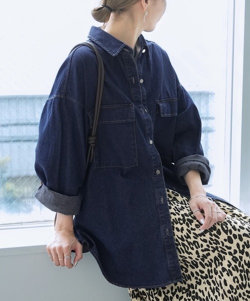 reca（レカ）の「デニムシャツジャケット（デニムジャケット・レディース・ブルー/ブラック/ネイビー・FREE）」の22枚目の写真