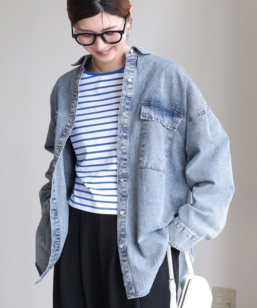 reca（レカ）の「オーバーサイズデニムシャツジャケット（シャツ/ブラウス・レディース・ブルー/ブラック/ネイビー・FREE）」の21枚目の写真