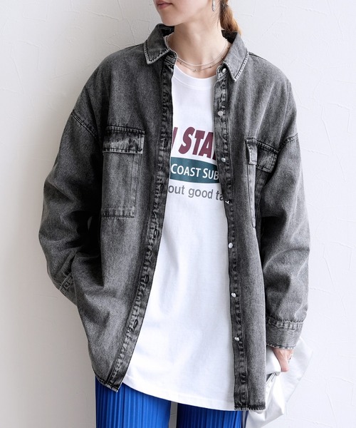 reca(レカ)の「オーバーサイズデニムシャツジャケット(シャツ/ブラウス・レディース・ブルー/ブラック/ネイビー・FREE)」の20枚目の写真