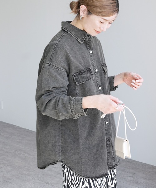 reca（レカ）の「オーバーサイズデニムシャツジャケット（シャツ/ブラウス・レディース・ブルー/ブラック/ネイビー・FREE）」の17枚目の写真