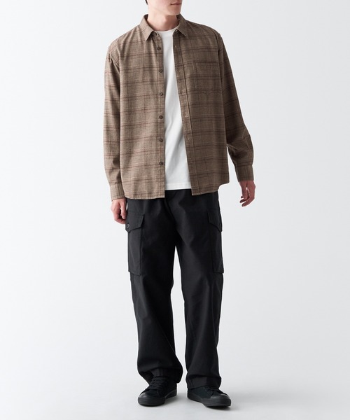 無印良品（ムジルシリョウヒン）の「両面起毛フランネル長袖シャツ（シャツ/ブラウス・メンズ・グレー系その他3/ブラウン系2/ネイビー系5/レッド系・M/S/L/XS/XL）」の12枚目の写真