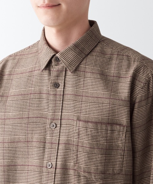 無印良品（ムジルシリョウヒン）の「両面起毛フランネル長袖シャツ（シャツ/ブラウス・メンズ・グレー系その他3/ブラウン系2/ネイビー系5/レッド系・M/S/L/XS/XL）」の15枚目の写真