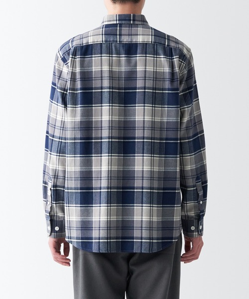 無印良品（ムジルシリョウヒン）の「両面起毛フランネル長袖シャツ（シャツ/ブラウス・メンズ・グレー系その他3/ブラウン系2/ネイビー系5/レッド系・M/S/L/XS/XL）」の21枚目の写真