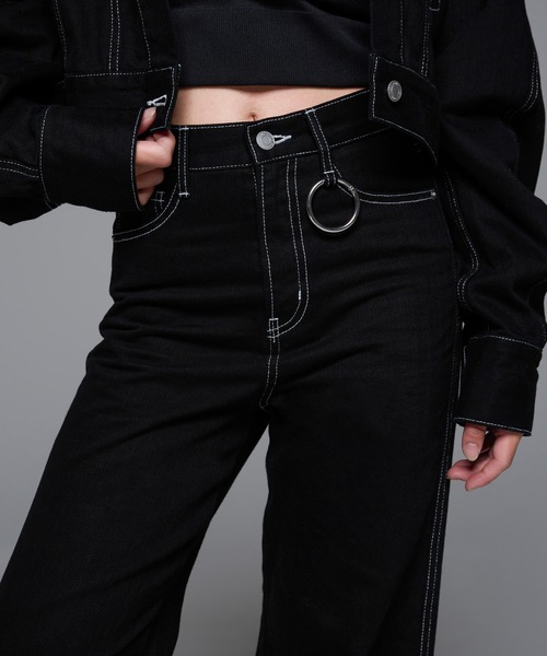 adree(アドリー)の「stitch denim pants/ステッチデニムパンツ(デニムパンツ・レディース・ブラック/グレー・SMALL/MEDIUM)」の4枚目の写真