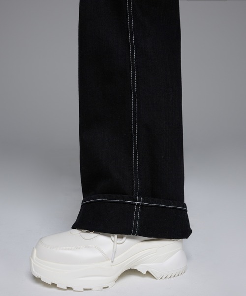 adree（アドリー）の「stitch denim  pants/ステッチデニムパンツ（デニムパンツ・レディース・ブラック/グレー・SMALL/MEDIUM）」の6枚目の写真