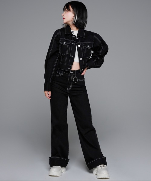 adree（アドリー）の「stitch denim  pants/ステッチデニムパンツ（デニムパンツ・レディース・ブラック/グレー・SMALL/MEDIUM）」の17枚目の写真