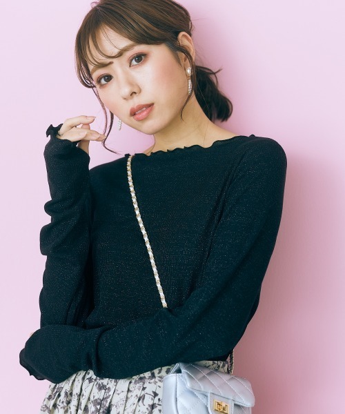 marun（マルン）の「＜大きいサイズ＞ ラメインナー marun（Tシャツ/カットソー・レディース・アイボリー/ピンク/ブラック系・L/5L/LL/4L/3L）」の3枚目の写真