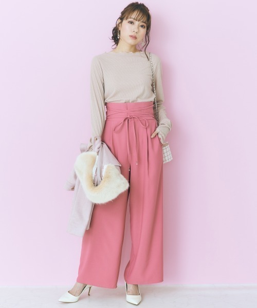 marun（マルン）の「＜大きいサイズ＞ ラメインナー marun（Tシャツ/カットソー・レディース・アイボリー/ピンク/ブラック系・L/5L/LL/4L/3L）」の6枚目の写真