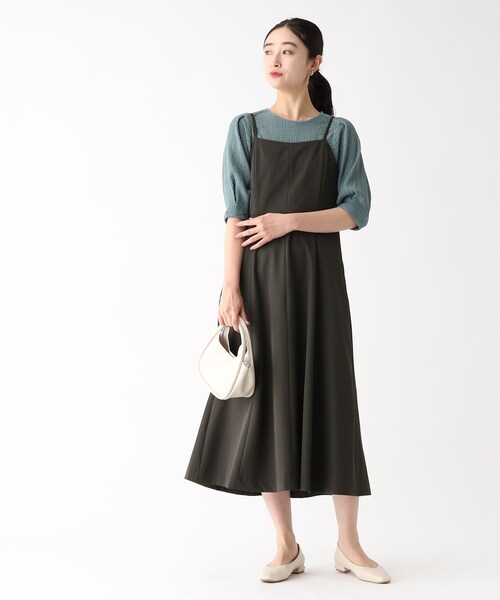 OPAQUE.CLIP（オペークドットクリップ）の「◆切替フィット＆フレアキャミワンピース【洗濯洗い可／イージーケア】（ワンピース・レディース・ボルドー/チャコールグレー・42/38/40）」の14枚目の写真