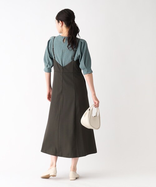 OPAQUE.CLIP（オペークドットクリップ）の「◆切替フィット＆フレアキャミワンピース【洗濯洗い可／イージーケア】（ワンピース・レディース・ボルドー/チャコールグレー・42/38/40）」の16枚目の写真