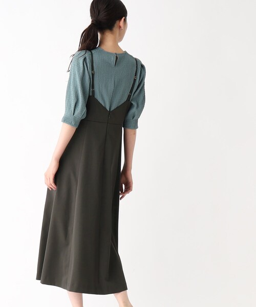 OPAQUE.CLIP（オペークドットクリップ）の「◆切替フィット＆フレアキャミワンピース【洗濯洗い可／イージーケア】（ワンピース・レディース・ボルドー/チャコールグレー・42/38/40）」の18枚目の写真