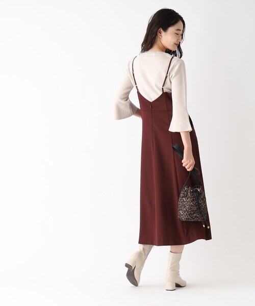 OPAQUE.CLIP（オペークドットクリップ）の「◆切替フィット＆フレアキャミワンピース【洗濯洗い可／イージーケア】（ワンピース・レディース・ボルドー/チャコールグレー・42/38/40）」の5枚目の写真
