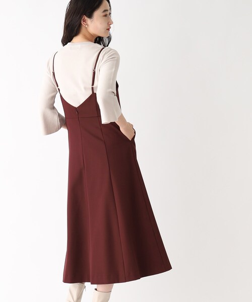 OPAQUE.CLIP（オペークドットクリップ）の「◆切替フィット＆フレアキャミワンピース【洗濯洗い可／イージーケア】（ワンピース・レディース・ボルドー/チャコールグレー・42/38/40）」の7枚目の写真
