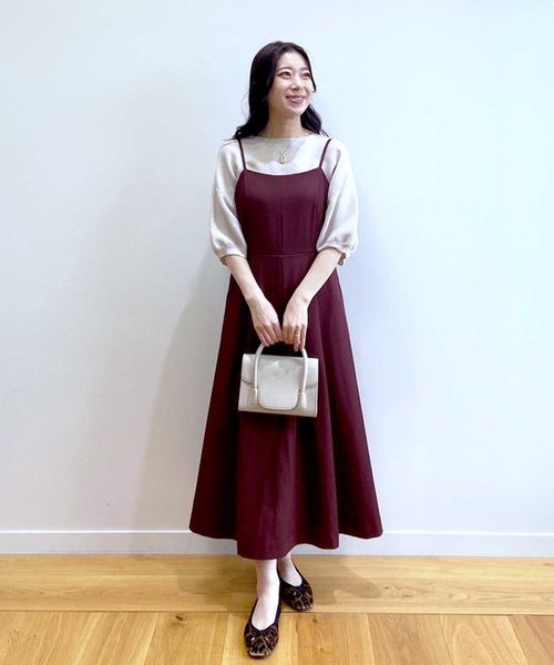 OPAQUE.CLIP（オペークドットクリップ）の「◆切替フィット＆フレアキャミワンピース【洗濯洗い可／イージーケア】（ワンピース・レディース・ボルドー/チャコールグレー・42/38/40）」の8枚目の写真