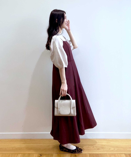 OPAQUE.CLIP（オペークドットクリップ）の「◆切替フィット＆フレアキャミワンピース【洗濯洗い可／イージーケア】（ワンピース・レディース・ボルドー/チャコールグレー・42/38/40）」の9枚目の写真