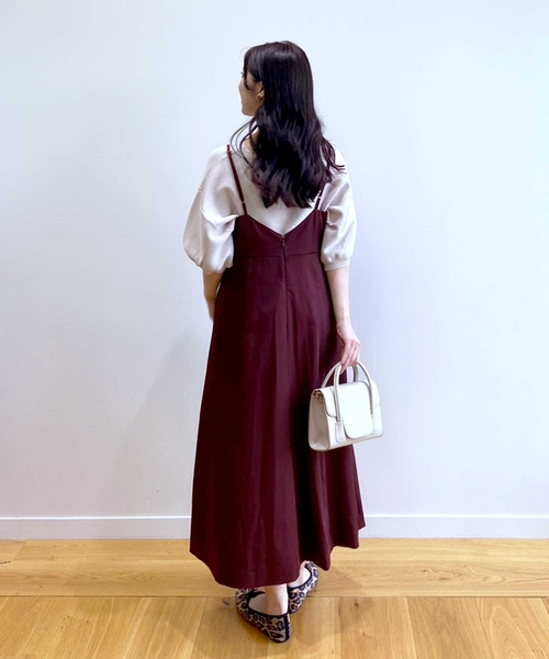 OPAQUE.CLIP（オペークドットクリップ）の「◆切替フィット＆フレアキャミワンピース【洗濯洗い可／イージーケア】（ワンピース・レディース・ボルドー/チャコールグレー・42/38/40）」の10枚目の写真