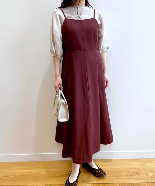 OPAQUE.CLIP（オペークドットクリップ）の「◆切替フィット＆フレアキャミワンピース【洗濯洗い可／イージーケア】（ワンピース・レディース・ボルドー/チャコールグレー・42/38/40）」の11枚目の写真
