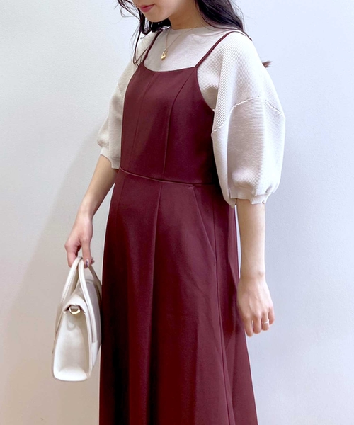 OPAQUE.CLIP（オペークドットクリップ）の「◆切替フィット＆フレアキャミワンピース【洗濯洗い可／イージーケア】（ワンピース・レディース・ボルドー/チャコールグレー・42/38/40）」の12枚目の写真