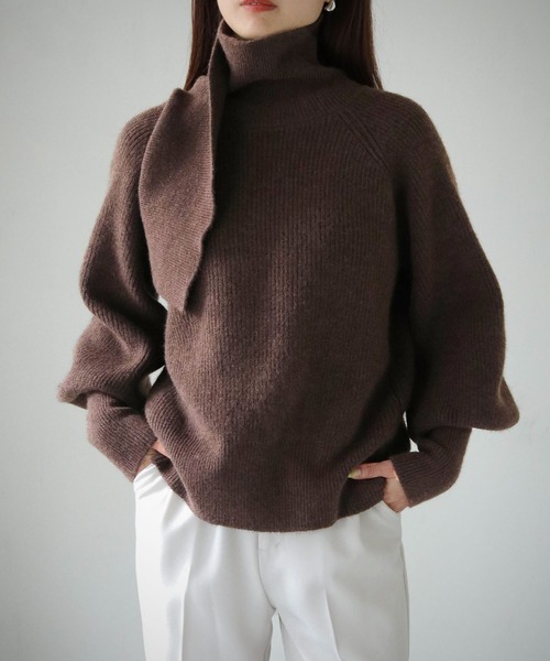 cheriella(シェリエラ)の「【cheriella】バッククロスデザインハイネックニット BACK CROSS DESIGN HIGH-NECK KNIT(ニット/セーター・レディース・パープル/ブラウン/ブルー/ブラック/アイボリー・M)」の22枚目の写真