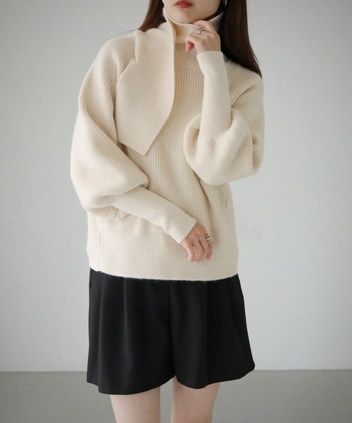 cheriella(シェリエラ)の「【cheriella】バッククロスデザインハイネックニット BACK CROSS DESIGN HIGH-NECK KNIT(ニット/セーター・レディース・パープル/ブラウン/ブルー/ブラック/アイボリー・M)」の8枚目の写真