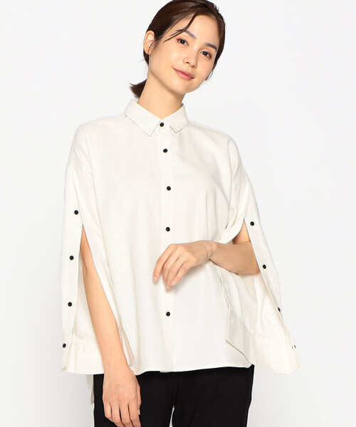 COMME CA ISM(コムサイズム)の「袖開き デザインシャツ(シャツ/ブラウス・レディース・チャコール/オフホワイト/キャメル・MEDIUM/LARGE)」の8枚目の写真