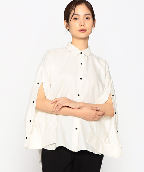 COMME CA ISM(コムサイズム)の「袖開き デザインシャツ(シャツ/ブラウス・レディース・チャコール/オフホワイト/キャメル・MEDIUM/LARGE)」の9枚目の写真