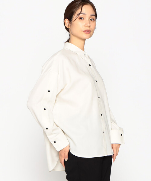 COMME CA ISM(コムサイズム)の「袖開き デザインシャツ(シャツ/ブラウス・レディース・チャコール/オフホワイト/キャメル・MEDIUM/LARGE)」の10枚目の写真