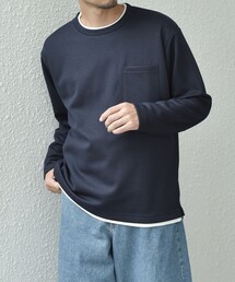 SHIPS any: パールワッフル フェイクレイヤード Tシャツ (ロンT)◇