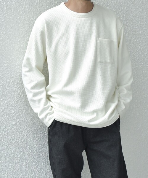 SHIPS any(シップス エニィ)の「SHIPS any: パールワッフル フェイクレイヤード Tシャツ (ロンT)◇(Tシャツ/カットソー・メンズ・オリーブ/ベージュ/グレー/ダークグレー/ネイビー/ナチュラル・LARGE/X-LARGE/SMALL/MEDIUM)」の11枚目の写真