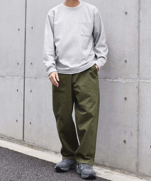 SHIPS any(シップス エニィ)の「SHIPS any: パールワッフル フェイクレイヤード Tシャツ (ロンT)◇(Tシャツ/カットソー・メンズ・オリーブ/ベージュ/グレー/ダークグレー/ネイビー/ナチュラル・LARGE/X-LARGE/SMALL/MEDIUM)」の13枚目の写真