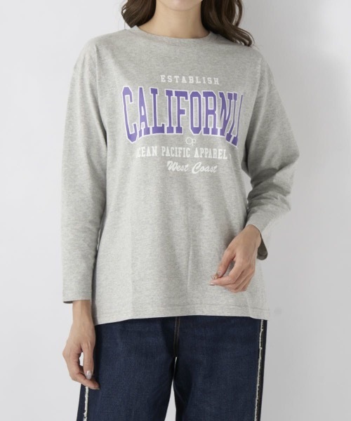 Ocean Pacific(オーシャンパシフィック)の「【OP:オーピー】レディースロゴ長袖Tシャツ ロングTシャツ(Tシャツ/カットソー・レディース・ホワイト/ベージュ/グリーン/ヘザーグレー/チャコール・MEDIUM/LARGE/X-LARGE)」の7枚目の写真