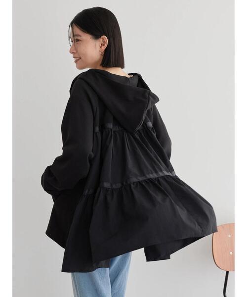 AMERICAN HOLIC（アメリカンホリック）の「異素材バックフレアパーカー（カーディガン/ボレロ・レディース・ブラック/ライトベージュ・L/M）」の18枚目の写真