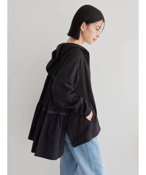 AMERICAN HOLIC（アメリカンホリック）の「異素材バックフレアパーカー（カーディガン/ボレロ・レディース・ブラック/ライトベージュ・L/M）」の21枚目の写真